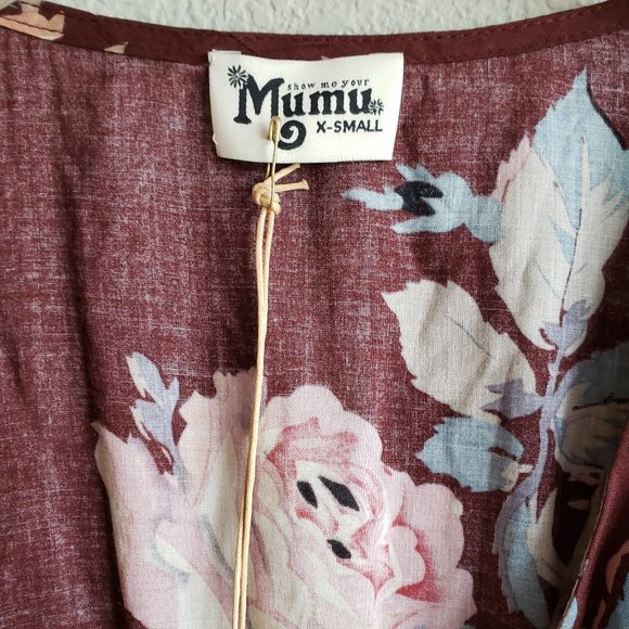 SMYM Andrea Wrap Dress Burgundy Floral XS S - Picture 3 of 9